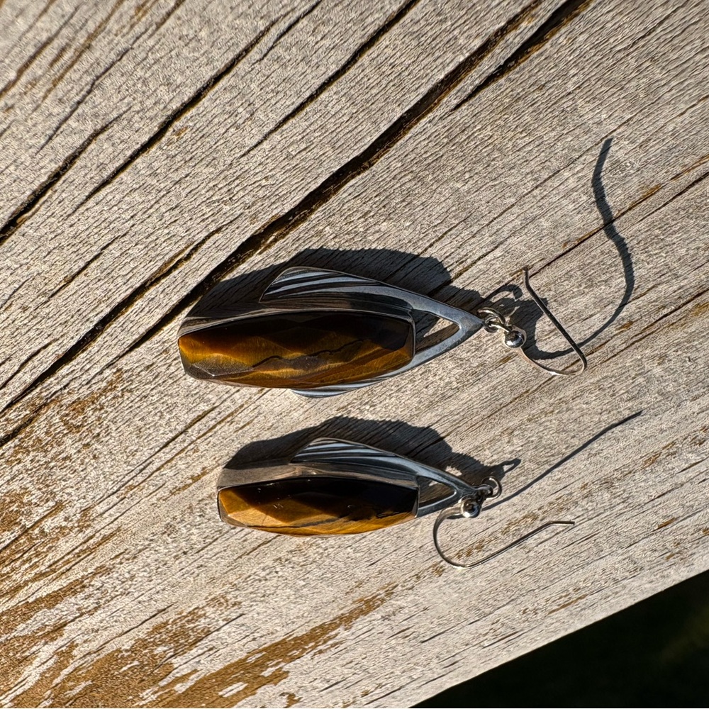 Jay King Tigers Eye & Sterling Silver Earrings - Picture 8 of 10